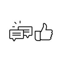 likes with comment icon solid symbol. Approve symbol in dialog forum community. social media equipment sign for give positive feedback and like. Vector illustration. Design on white background. EPS10