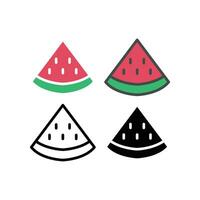 Fresh Ripe Watermelon in slices for feeling summer time. Fresh red melon slice with seeds or ossicles. Food, fruit, melon, summer, water, icon. Vector illustration. Design on white background EPS10
