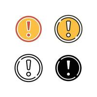 Exclamation mark in round shape for hazard warning symbol. Beware secure caution in traffic road. Error, notice, Alert, caution icon . Vector illustration. Design on white background. EPS10