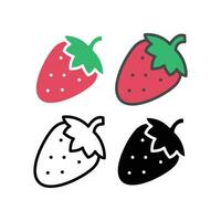 Ripe and fresh strawberry fruit or strawberries silhouette flat line color design for food apps and website. Organic Fruit, vegan, vegetarian icon Vector illustration Design on white background EPS10