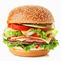 Sandwich day. Delicious burger on an isolated background. fast food. Unhealthy food photo