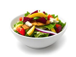 vegetable salad in bowl on white background photo