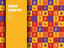 mundo vegano día modelo geométrico vegetariano vector fondo de pantalla tela ornamento Clásico verde salud