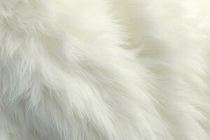 White fur texture. Long shaggy fluffy soft cozy fur, pile. Polar polar bear fur. Fur of a white long-haired dog, rabbit, cat, sheep. Design element, fashion, print, textile, rug AI generated photo