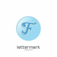 letter F technology glossy logo vector