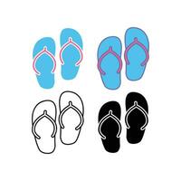 A pair of Beach sandals, blue slippers for summer vacation. Comfortable slipper Footwear at seaside. Flip, flop, sendal, summer time vacation icon Vector illustration Design on white background EPS 10