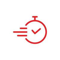 eps10 vector illustration of a line art Time icon design in red color. Task time symbol in modern outline style design isolated on white background.