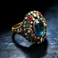 The word Diamond wedding ring Realistic royal gemstone photography photo