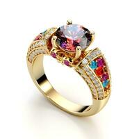 The word Diamond wedding ring Realistic royal gemstone photography photo