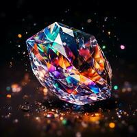 Colorful Diamond illuminates Realistic photography generated by AI photo