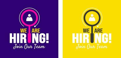 We are hiring job vacancy social media post banner design template set. business concept of search and recruitment. join our team announcement lettering in speech. Vector Illustration.