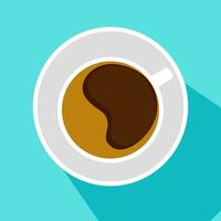 Coffee time concept with white cup abstract on blue background. vector