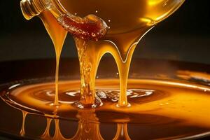 Pouring Liquid honey. AI Generative Pro Photo