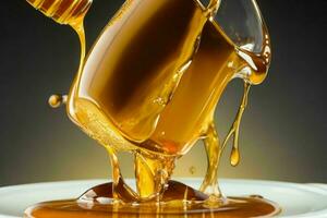 Pouring Liquid honey. AI Generative Pro Photo