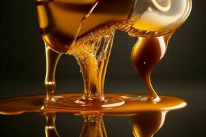 Pouring Liquid honey. AI Generative Pro Photo