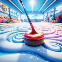 curling. estratégico Como se Juega en resbaloso hielo foto