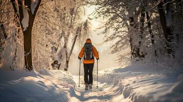 Cross-Country Skiing. Endurance and scenic routes throug photo
