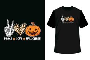 Peace Love Halloween Happy Halloween Pumpkin Leopard Heart T-Shirt vector