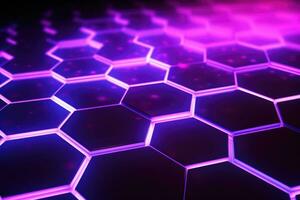 Abstract background with glowing hexagons. Generative AI photo