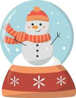 snowman in snow globe vector