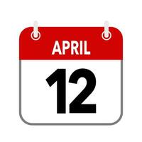 12 April, calendar date icon on white background. vector