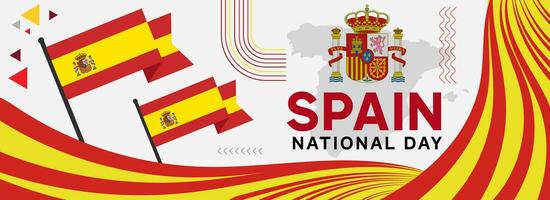 Map of Spain with abstract retro modern geometric theme espana national day vector