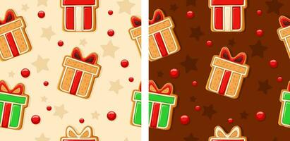 Gingerbread Pattern. Snowy background. gingerbread set. vector