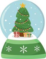 christmas tree in a snow globe vector