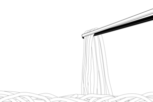 bastoncini tong udon spaghetto silhouette nero e bianca. illustrazione trasparente sfondo concetto per vita stile, asiatico cibo, Cinese cibo, giapponese cibo, ristorante, strada cibo, cultura.astratto. png