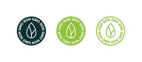 Non GMO emblems. No GMO icons. Natural and organic products. Vector scalable graphics