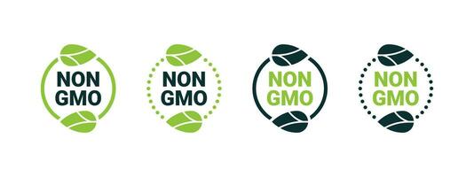 Non GMO labels set. Non GMO emblems. Natural and organic products. Vector scalable graphics