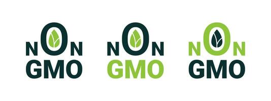 Non GMO badges. GMO free. Natural and organic products. Vector scalable graphics