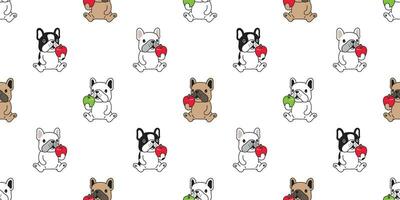 dog seamless pattern vector french bulldog apple cartoon scarf isolated repeat background tile wallpaper doodle illustration design