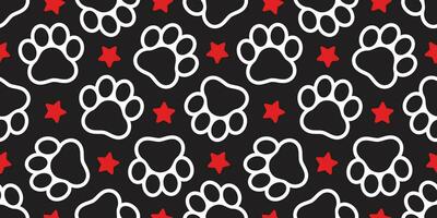 Dog Paw seamless pattern vector star footprint pet cat scarf isolated repeat wallpaper cartoon tile background design black