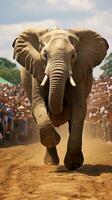 Elephant. Majestic animal performing impressive stunts photo