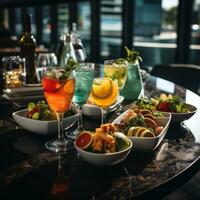 Food and drink - Artful cuisine and refreshing beverages photo