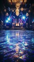 Dance floor shines with disco ball photo