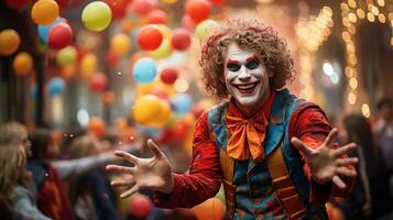 Clowns. Smiling silly and colorful entertainers photo