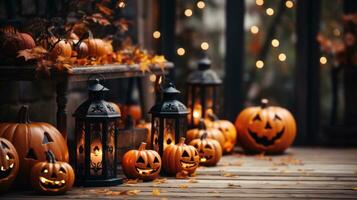 Festive decorations. Halloween and Thanksgiving decor photo