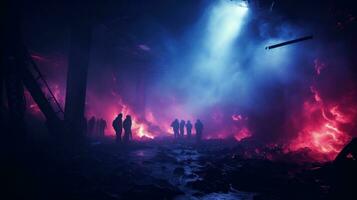 Otherworldly ambiance with smoke and lasers photo