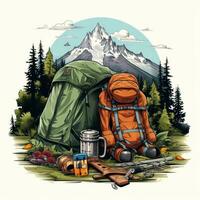 Outdoor adventures. hiking and camping gear photo