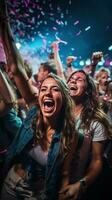 Ecstatic partygoers showered in confetti photo