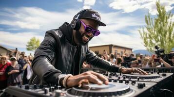 DJ hypes up crowd with electrifying beats photo