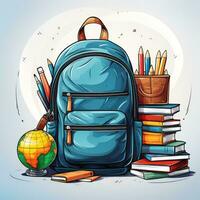 Back to school. backpacks and textbooks photo