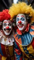 Clowns. Smiling silly and colorful entertainers photo