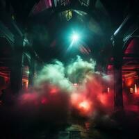 Otherworldly ambiance with smoke and lasers photo