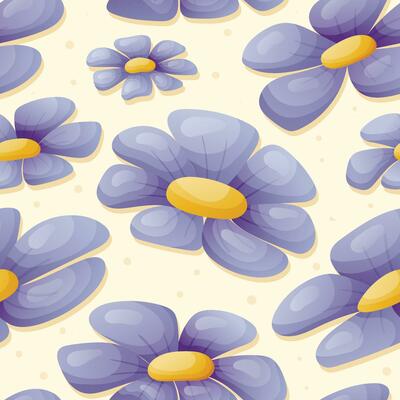 Vector seamless pattern with purple wild flower buds.