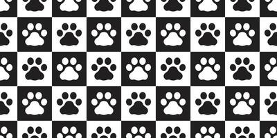 Dog Paw seamless pattern vector footprint cat pet checked scarf isolated cartoon repeat wallpaper tile background design