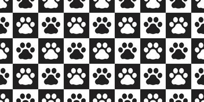 Dog Paw seamless pattern vector footprint cat pet checked scarf isolated cartoon repeat wallpaper tile background design