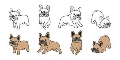 perro vector francés buldog icono dibujos animados personaje símbolo ilustración diseño blanco marrón